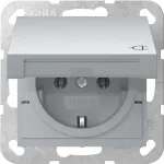 GIRA 445426 SCHUKO lizdas System 55, įleidžiamas, aliuminio spalvos, su atlenkiamu dangteliu, 16 A, 250 V, IP44
