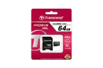 &bdquo;Transcend&ldquo; 64 GB &bdquo;MicroSDXC&ldquo; 10 klasės atminties kortelė su SD adapteriu