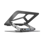 Unitek D1109A sulankstomas sukamas stovas ne&scaron;iojamajam kompiuteriui su USB-C &scaron;akotuvu, HDMI 4K, PD 100 W, iki 17 colių (43,2 cm)