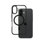 PanzerGlass CARE&trade; by &reg; Urban Combat Case permatomas su juodu rėmeliu ir MagSafe, iPhone 16