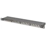 Patch Panel Digitus CAT6 Class E Ekranuotas Didelio Tankio Juodas 24 prievadai 0.5U