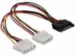 SATA 15 kontaktų į 2x 4 kontaktų Molex moteri&scaron;kas adapteris 20 cm DeLOCK 65159