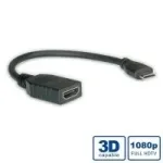 VALUE High Speed HDMI kabelis - HDMI (19 kontaktų, moteri&scaron;kas) - Mini-HDMI (19 kontaktų, vyri&scaron;kas) - 15 cm - Ekranuotas - Juodas (11.99.5586)