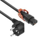 ACT maitinimo laidas CEE 7/7 ki&scaron;tukas (kampuotas) - C13 IEC Lock+ juodas 2 m, EL332S, 5 vnt. pakuotė