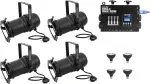 Eurolite rinkinys 4x PAR-30 Spot juodas dim2warm + EDX-4 DMX RDM LED dimmer paketas