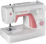 Singer Simple 3210 automatinė siuvimo ma&scaron;ina, elektromechaninė, 10 dygsnių, 4 žingsnių kilpų siuvimas, laisvoji platforma, 85 W, balta/rožinė