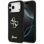 Guess Silicone Big 4G Script Dėklas, skirtas iPhone 17 Pro Max, Juodas