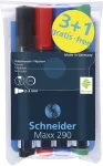 Schneider Maxx 290 Whiteboard and Flipchart Marker Assorted Colours 2,0 - 5,0 mm, Pack of 4