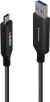 LINDY 10m USB 3.2 Gen 1 Type A &ndash; C &scaron;viesolaidinis hibridinis kabelis, juodas