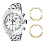 Glam Rock Miami Beach chronografinis laikrodis GR32154 &ndash; 44 mm nerūdijančio plieno korpusas, baltas silikoninis dirželis, &scaron;veicari&scaron;kas kvarcinis mechanizmas
