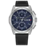 Tommy Hilfiger vyri&scaron;kas laikrodis 1710619 analoginis kvarcinis 46mm mėlynas ciferblatas nerūdijantis plienas