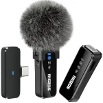 MOZOS MX2-DUAL belaidžių segamųjų mikrofonų rinkinys telefonams, 2 mikrofonai, 2,4 GHz, USB-C