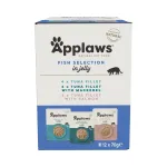 Applaws drėgno kačių ėdalo daugiapakuotė: žuvies asorti sultinyje, 12 &times; 70 g