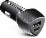 Forcell Carbon CC50-1A1C 38W automobilinis įkroviklis USB-C PD 3.0 + USB-A QC 3.0 juodas