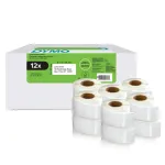 DYMO Autenti&scaron;ki LabelWriter grąžinimo adreso lipdukai | 25 mm x 54 mm | Lipnūs | 12 ritinių po 500 lengvai nuplė&scaron;iamų lipdukų (6000 vnt.) | skirta LabelWriter etikečių spausdintuvams | Pagaminta Europoje