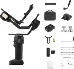 ZHIYUN CRANE 4 COMBO 3 a&scaron;ių kameros gimbalas su 6 kg apkrova, 12 h baterija, jutikliniu ekranu ir ap&scaron;vietimu, juodas