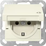 GIRA 441401 SCHUKO ki&scaron;tukinis lizdas su atlenkiamu dangteliu, System 55, kreminės baltos spalvos