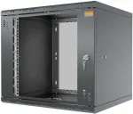 IT-BUDGET 19 inch sieninis spintelė TAUNUS 9U 450mm stiklo durelės užrakinama juoda (90ITB19945GS)