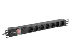 Lanberg PDU-07F-0200-BK 1U horizontalus maitinimo skirstytuvas 7 lizdai 16 A 2 m