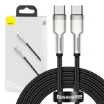 USB-C į USB-C laidas Baseus Cafule Metal &mdash; 2 m, 100W įkrovimas, USB 2.0 (480 Mbps), cinkuoti kontaktai, juoda