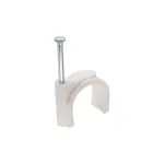 Apvalus kabelio laikiklis 20 mm, InLine 50 vnt. pakuotė, plastikas ir plienas, baltas