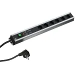Bachmann 300.012 PDU Basic, 6 AC lizdų, 2U, 2 m kabelis, juoda/pilka