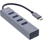 InLine USB-C 3.2 kelių prievadų &scaron;akotuvas (4x USB-A 5Gb/s), OTG, aliumininis korpusas