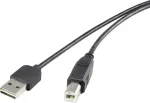 Renkforce USB 2.0 A/B kabelis, 1,8 m, su apverčiamu ki&scaron;tuku