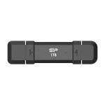 USB atmintukas Silicon Power DS72 1 TB, USB 3.2 Gen 2 Type-A / Type-C, aliuminio-gumos korpusas, juodas