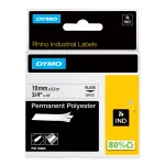 DYMO Rhino Industrial nuolatinės poliesterio etiketės | 19 mm x 5,5 m | juodas spausdinimas ant baltos | lipnios | skirta Rhino ir LabelManager etikečių spausdintuvams