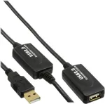 USB ilginimo kabelis InLine 5771000120 &mdash; 20 m, USB A ki&scaron;tukas į USB A lizdą, juodas