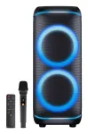 Denver BPS-470 Bluetooth kolonėlė su karoke, 2000W PMPO, 20W RMS, LED &scaron;viesomis, FM radiju, TWS, mikrofonas, juoda