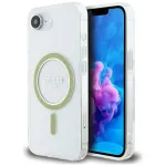 Guess IML Glitter Circle MagSafe dėklas, skirtas iPhone 16e (permatomas)