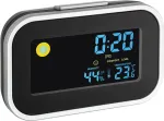 TFA 60.2015 Radio-Controlled Alarm Clock with Indoor Temperature, Black/Silver