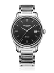 Emile Chouriet vyrų &scaron;veicari&scaron;kas automatinis laikrodis 40 mm nerūdijančio plieno juodas ciferblatas odinė apyrankė 081128G62586