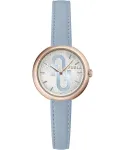 Furla Giada moteri&scaron;kas kvarcinis analoginis laikrodis 32mm sidabrinis ciferblatas rožinė odinė apyrankė WW00005005L3