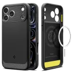 Spigen Rugged Armor Mag MagSafe dėklas skirtas iPhone 17 Pro, juodas