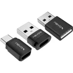 NEVOX Data Blocker (3 rinkinys) &ndash; USB-A (vyri&scaron;kas) į USB-A (moteri&scaron;ką) įkrovimo adapteris, apsaugantis nuo duomenų vagystės, juodos spalvos