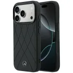 Mercedes-Benz Leather Crossed Lines MagSafe dėklas, skirtas iPhone 18 Pro / 17 Pro &ndash; juodas