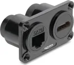Delock Dual Panel Mount RJ45 Cat.6 + HDMI 4K lizdas, juodas