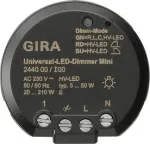 GIRA 244000 Universalus LED reguliatoriaus modulis, įleidžiamas, elektroninis, 230 V AC, 3-100 W LED / 20-200 W halogenų, fazės valdymas, &scaron;velnus paleidimas, atminties funkcija