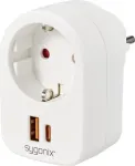 Sygonix SY-6713236 maitinimo lizdo adapteris su 2 USB prievadais, Type F, 3680 W, baltas