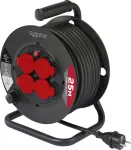 Sygonix SY-10236129 kabelio ritė juoda su Schuko ki&scaron;tuku, 25 m, 4 lizdai