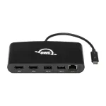 OWC Thunderbolt 3 Mini dokavimo stotelė, 5 prievadai, jungia du 4K ekranus, Gigabit Ethernet jungtis, integruotas laidas