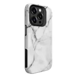 Evelatus Armor dėklas Apple iPhone 15 Pro &ndash; TPU+PC hibridinis, marmuro baltas spaudinys