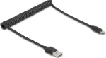 DeLOCK 90133 EASY-USB 2.0 spiralės formos kabelis USB-A &ndash; USB-C, 0,8 m, juodas