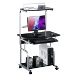 Techly ICA-TB 7800BK Kompakti&scaron;kas daugiafunkcis kompiuterinis stalas, blizganti juoda