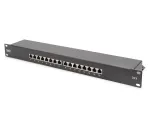 DIGITUS CAT6 Class E ekranuotas pataisų skydelis 16 prievadų RJ45 8P8C LSA 1U 19 inch juodas RAL9005