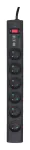 Eaton Protection Strip 6 FR PS6F ilgintuvas su apsauga nuo vir&scaron;įtampių, 6 E tipo lizdai, 10 A, 220-250 V, 2500 W, 1,5 m kabelis, jungiklis, juodas