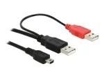 USB kabelis DeLOCK 2x USB2.0-A ki&scaron;tukas / USB mini 5 kontaktų 1 m juodas